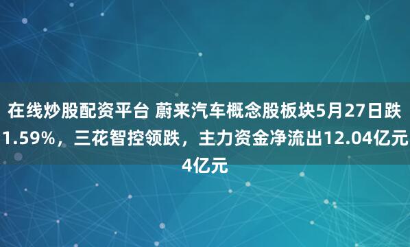 在线炒股配资平台 蔚来汽车概念股板块5月27日跌1.59%，三花智控领跌，主力资金净流出12.04亿元