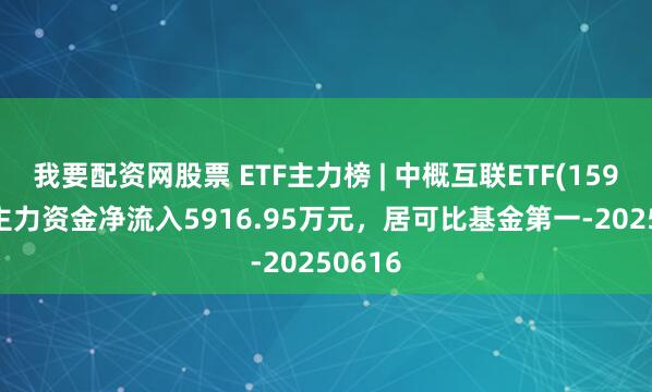 我要配资网股票 ETF主力榜 | 中概互联ETF(159605)主力资金净流入5916.95万元，居可比基金第一-20250616